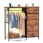 Lockers, Equipped With Hanging Racks And Charging Stations With LED Lights, Fabric Lockers With Shelves And Wooden Roof Panels