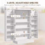 Freestanding Kitchen Pantry, Kitchen Storage Cabinet with 5-Tier Shelf, 12 Spice Racks, Adjustable Shelves, White - Image 8
