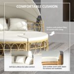 Patio Furniture Set, Round Outdoor Daybed with Retractable Canopy, Hollow Wicker PE Rattan Sectional Sofa with Washable Couch Cushions for Pool, Lawn, Cream White - Image 6