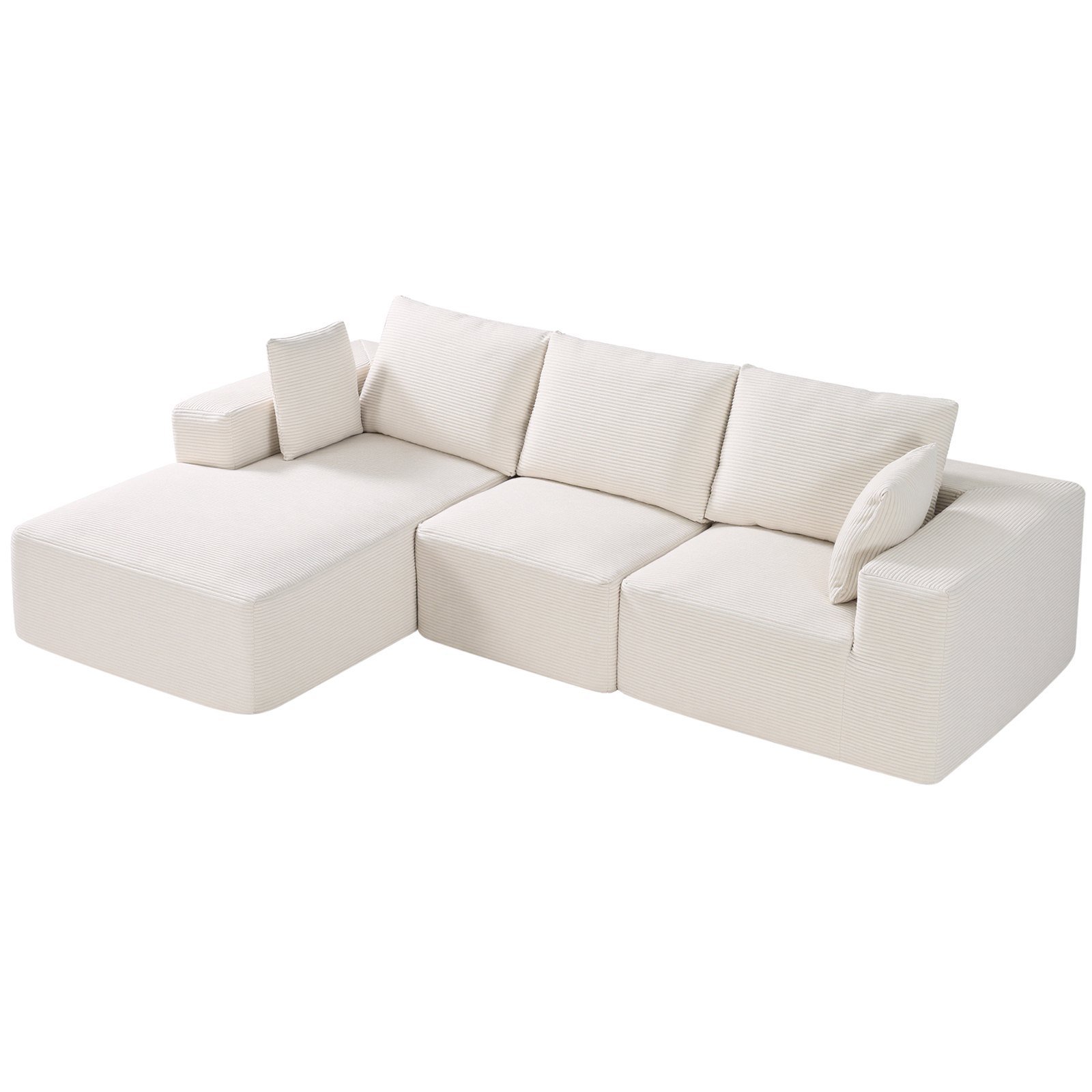 b93f7f7f-76ec-4003-8086-4b717e3dd59c.jpg Modular Sectional Sofa, L Shaped Modular Sofa With Chaise, Cloud Sectional Couch With High Rebound Sponge And Density, Upholstered Corduroy Couch With Cushion For Living Room, Apartment, Beige - Image 1