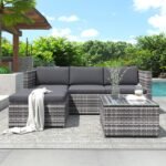 Garden Corner Sofa Rattan Garden Furniture Patio Set Garden Entertaining Set Garden Rattan Furniture Lounge Set,Grey - Image 4