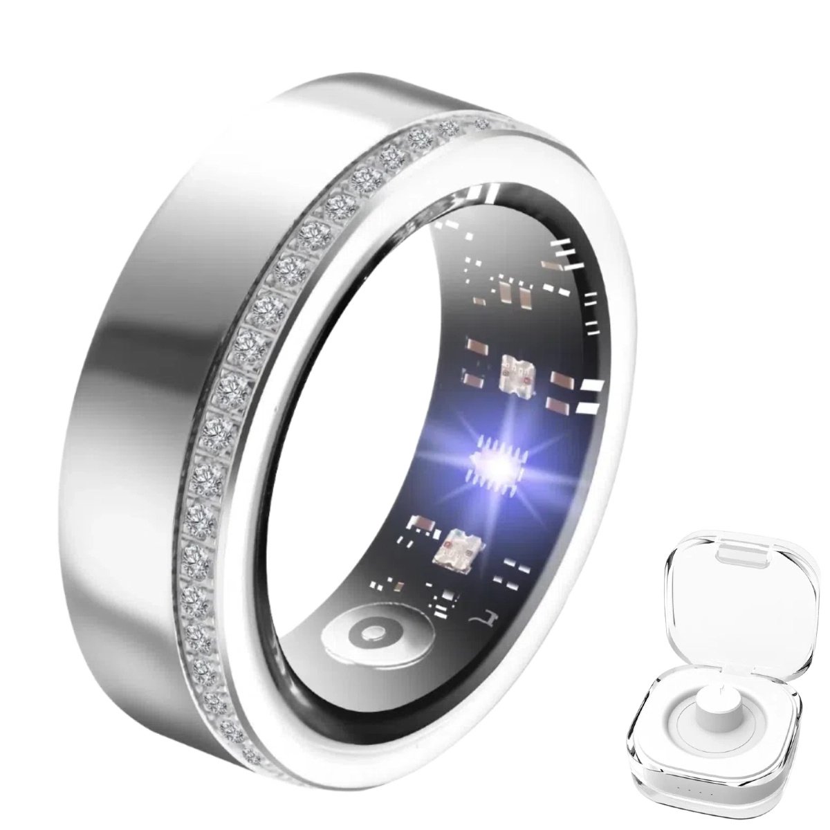 bbd7544e-8910-40c5-9c66-87ca6240d0e5.jpg Smart Ring For Women Luxury Elegant Diamond Ring With Visible Tech Core Heart Rate Sleep Tracker Fitness Health Monitor IP68 Waterproof Compatible - Image 1