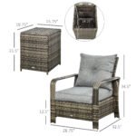 3 Piece Patio Furniture, PE Wicker Storage Table & Chairs, Gray - Image 5