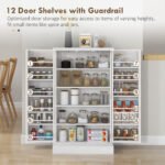 Freestanding Kitchen Pantry, Kitchen Storage Cabinet with 5-Tier Shelf, 12 Spice Racks, Adjustable Shelves, White - Image 4