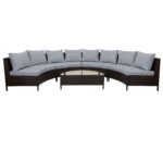 TOPMAX 5 Pieces All-Weather Brown PE Rattan Wicker Sofa Set Outdoor Patio Sectional Furniture Set Half-Moon Sofa Set With Tempered Glass Table, Grey - Image 4