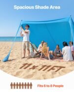 Beach Tent Sun Shelter, UPF50+ Sun Protection, 6.6 Ft Tall, 11 X 11 Ft, Easy Pop Up Beach Canopy With Sandbags, Stability Poles, Sand Shovels, Portable Shade For Family Outings, Camping, Fishing - Image 3