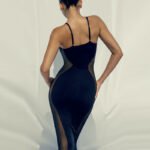 European And American Style Summer Popular Product Mesh Stitching Solid Color Chest Plate Slim Dress - Image 2