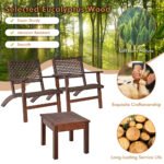 3 Pieces Outdoor Wooden Patio Rattan Furniture Set - Image 4