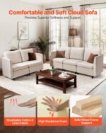 Modular Sectional Sofa, Modern 5-Seater Modular Sofa With Hidden Storage, Cloud Sectional Couch With High Rebound Sponge, Solid Wood Frame Upholstered Comfy Couch For Living Room, Bedroom, Beige - Image 2