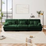 3-Seater Sectional Sofa Modular Deep Seat Sofa Couch , Chenille Sofa Soft Comfy Upholstered Furniture For Living Room, Apartment, Studio, Office,Chenille,Green - Image 4