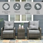 3 Piece Patio Furniture, PE Wicker Storage Table & Chairs, Gray - Image 3