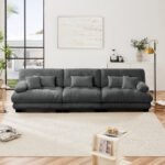 3-Seater Sectional Sofa Modular Deep Seat Sofa Couch , Chenille Sofa Soft Comfy Upholstered Furniture For Living Room, Apartment, Studio, Office,Chenille Gray - Image 3