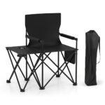 Oversized Camping Chair With Side Table And 2 Storage Pockets PU Coated Oxford Cloth For Camping, RV Trip Or Family Travel - Image 2