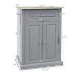 Rolling Kitchen Island Cart, Portable Serving Trolley Table with Drawer, Adjustable Shelf and 2 Towel Racks, Grey - Image 3