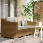 Rattan Wicker 3 Seater Patio Couch With Cushions, 2 Throw Pillows, Outdoor Furniture Rattan Sofa, Light Gray - Image 5