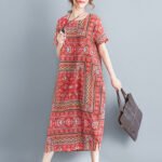 Literary Retro Loose Print Ethnic Style Dress For Women - Image 4