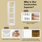 5 Tiers 4 Cube Narrow Bookshelf With 4 Anti-Tipping Kits For Living Room, Study Room, Bedroom - Image 9