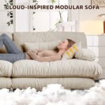 3-Seater Sectional Sofa Modular Deep Seat Sofa Couch , Chenille Sofa Soft Comfy Upholstered Furniture For Living Room, Apartment, Studio, Office,Chenille Light Coffee - Image 5