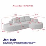 Modern Curved Sofa ,Chenille Upholstered Sectional Sofa Couch Set,Modular 108.5 L Shaped Sectional Living Room Sofa Set With 3 Pillows,Free Combination Sofa Couch For Living Room,Bedroom - Image 5