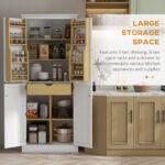72" Kitchen Pantry Storage Cabinet, Modern Tall Kitchen Cabinet with 5-tier Storage Shelving, 8 Spice Racks, Drawer - Image 5