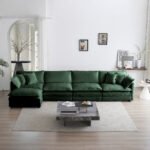 Modular Sectional Sofa For Living Room,U Shaped Couch 5 Seater Convertible Sectional Couch With 1 Ottoman ,Green Chenille - Image 2