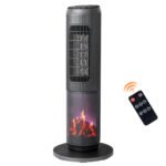25Inch Tower Space Heater, Portable Electric Space Heater With Remote Control, 12H Timer, Thermostat, 60 Degrees Oscillation, Overheating & Tip-Over Protection For Indoor Large Room Bedroom Office - Image 7
