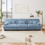 3-Seater Sectional Sofa Modular Deep Seat Sofa Couch , Chenille Sofa Soft Comfy Upholstered Furniture For Living Room, Apartment, Studio, Office,Chenille Blue - Image 2