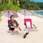 Beach Umbrella Chair For Adults With Adjustable Parasol UPF 50 Tear-proof 600D Oxford Fabric With PVC - Image 7