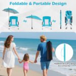 Beach Umbrella Chair For Adults With Adjustable Parasol UPF 50 Tear-proof 600D Oxford Fabric With PVC - Image 5