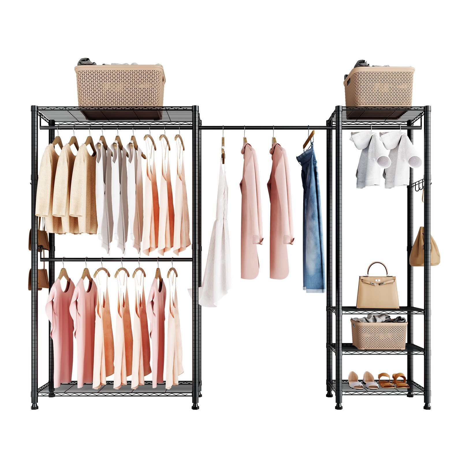 ebd48f51-948b-4089-baf7-cc25141c68e0.jpg Clothing Garment Rack, Heavy Duty Clothes Rack, Freestanding Clothes Racks With Steel Frame, 800 Lbs Load Capacity Closet Wardrobe With Storage Shelves For Bedroom, Clothing Store, Hallway - Image 1