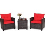 3 Pieces Rattan Patio Furniture Set With Washable Cushion - Image 8