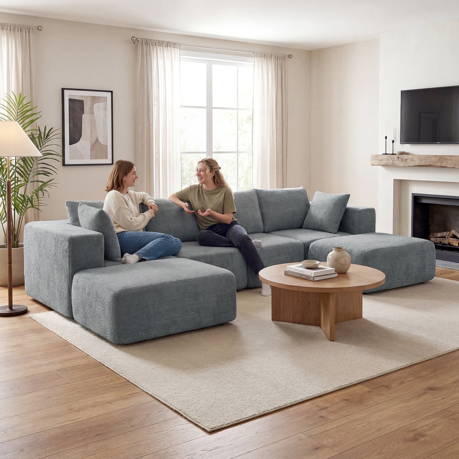 ec6289e7-cc2b-4f75-8768-a29001ccfc97.jpg Modular Sectional Sofa, Boneless U-Shape Sectional Couch with 2 Ottomans, Dark Gray - Image 1