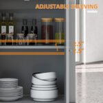 Rolling Kitchen Island Cart, Portable Serving Trolley Table with Drawer, Adjustable Shelf and 2 Towel Racks, Grey - Image 6