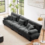 3-Seater Sectional Sofa Modular Deep Seat Sofa Couch , Chenille Sofa Soft Comfy Upholstered Furniture For Living Room, Apartment, Studio, Office,Chenille Gray