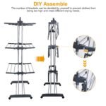 1Pc Clothes Drying Rack Rolling Collapsible Laundry Dryer Hanger Stand Rail Shelve Wardrobe Clothing Drying Racks With Dual Side Wings - Image 7