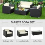 4-Seater Rattan Sofa Set Garden Rattan Furniture Wicker Steel Chair Seat Furniture Patio Rattan Garden Sofa Black - Image 3