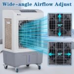 3 In 1 Portable Evaporative Cooler,Indoor,Outdoor,2647CFM Personal Air Cooler With Remote Control ,10.57 Gal Large Water Tank & Scroll Casters, 4 Ice Packs,White And Gray - Image 4