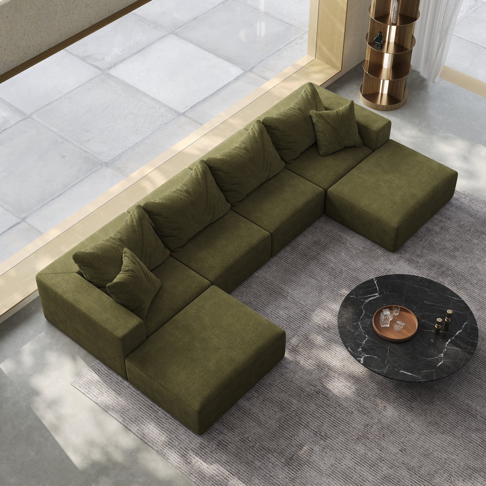 ff66b04d-6596-47fb-b934-5465155005f3.jpg Oversized Sponge Cloud Sofa,Modern Upholstered Sectional Sofa Couch Set,Modular 162 L Shaped Sectional Living Room Sofa Set With 6 Pillows,Free Combination Sofa Couch For Living Room,BedroomWF055 - Image 1