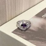 Cold Wind Niche Design Purple Zircon Geometric Open Finger Ring - Image 2