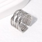 Cross-border Fashion Geometric Line Titanium Steel Ring - Image 4
