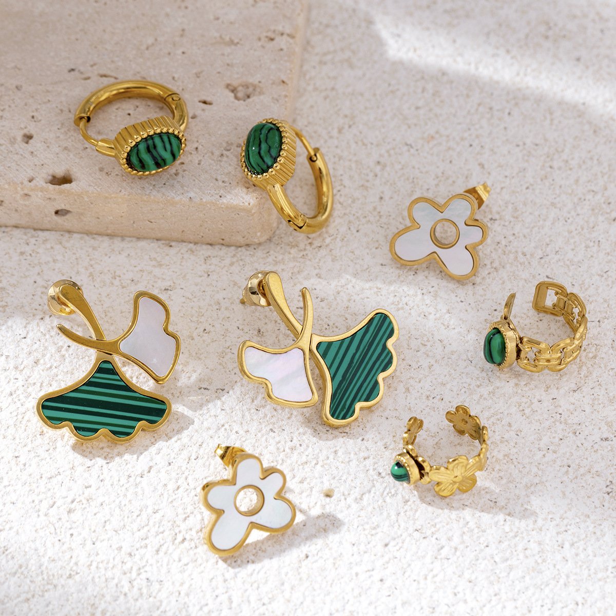 1a5a694b-aaf2-4321-b7e6-f28c946a5b82.jpg Colorfast Natural Malachite Earrings - Image 1