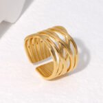 Cross-border Fashion Geometric Line Titanium Steel Ring - Image 2