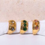 Retro Colorful Diamond Open Adjustable Ring - Image 2