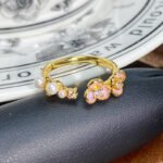 Women Retro Luxury Gold Open Ring Enamel Drip Inlay Zircon Finger Ring - Image 2
