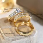 Womens Fashion Zircon-Inlaid Ring Set Of 3 - Image 4