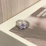 Cold Wind Niche Design Purple Zircon Geometric Open Finger Ring - Image 4