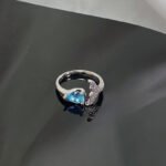 Trendy Lake Blue Zircon Ring Retro Light Luxury Temperament Band - Image 2