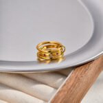 Three-Tier Stacked Ring, 18K Gold-Plated Stainless Steel Ring - Image 3