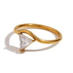 Geometric Plain Band Ring With Zirconia Wave Design - Image 5