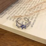 Minimalist Row Flower Series Open Ring, Sweet Fashion Floral High-end Temperament Finger Ring For Women - Image 3